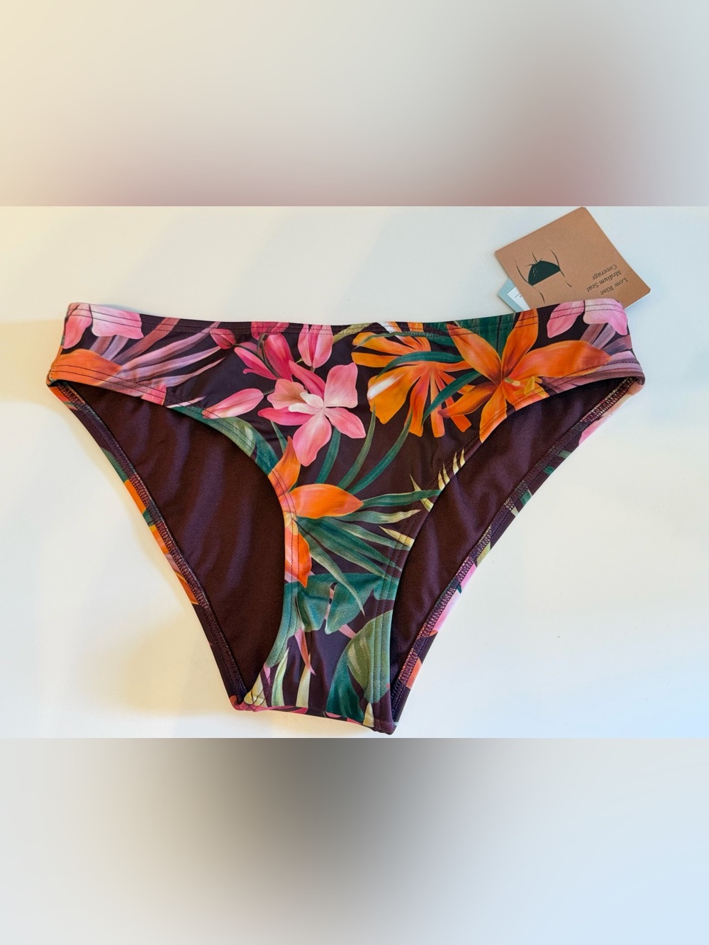 Shade & Shore Tropical Floral Bikini Bottom in Pink & Orange and cranberry
